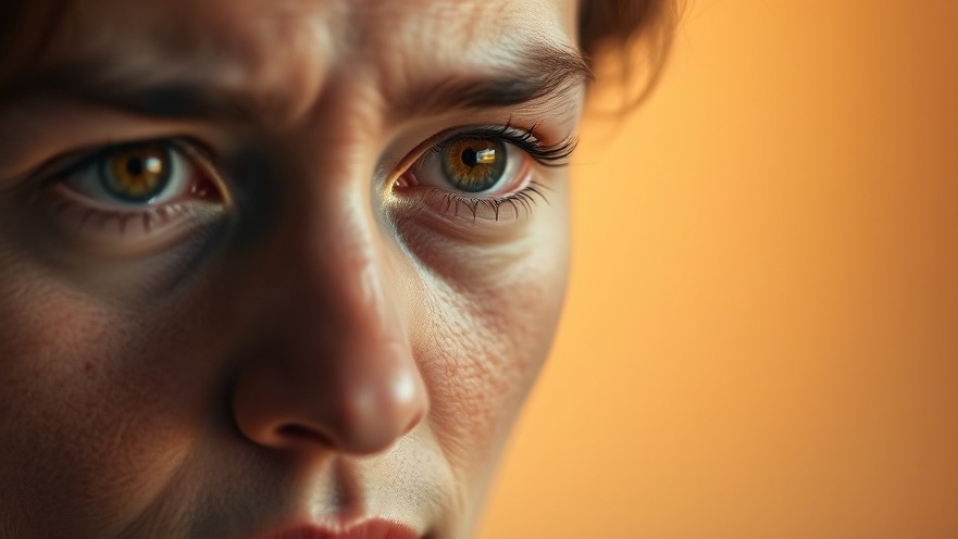 A close-up of a person looking contemplative, with emotions of reflection and vulnerability on their face. The background is softly blurred, displaying gentle, warm colors such as soft oranges and yellows that evoke a sense of healing.