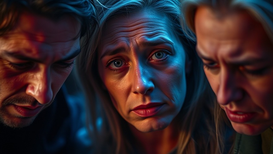2 men and a woman looking worried