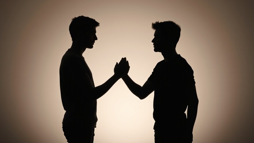 Two people shown in silhouette against a light background, facing each other and giving a high-five with their hands meeting in the center between them.